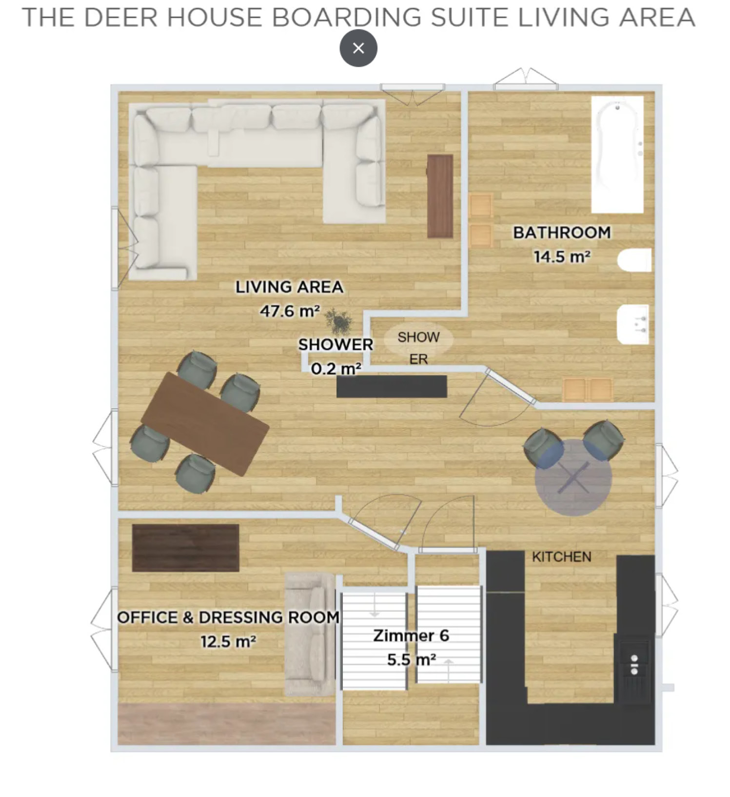THE DEER HOUSE - BOARDING SUITE Living Area2