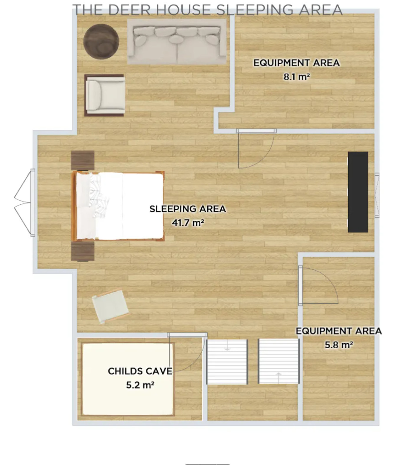 THE DEER HOUSE - BOARDING SUITE Living Sleeping ares